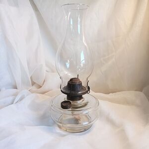 Clear Glass Oil Lamp with Metal Burner